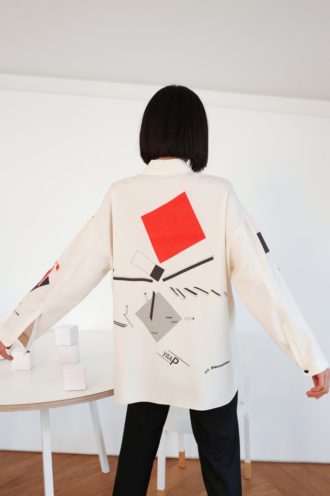 EL LISSITZKY boyfriend shirt in printed silk